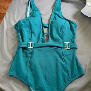 Dark teal one piece swim suit